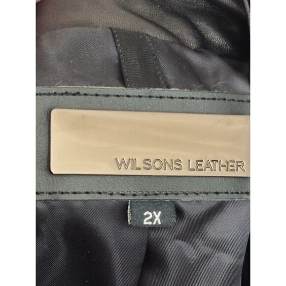 Women's Wilson Leather Jacket Size 2X Black Zip Up Classic Biker Style Coat Moto - Picture 7 of 8